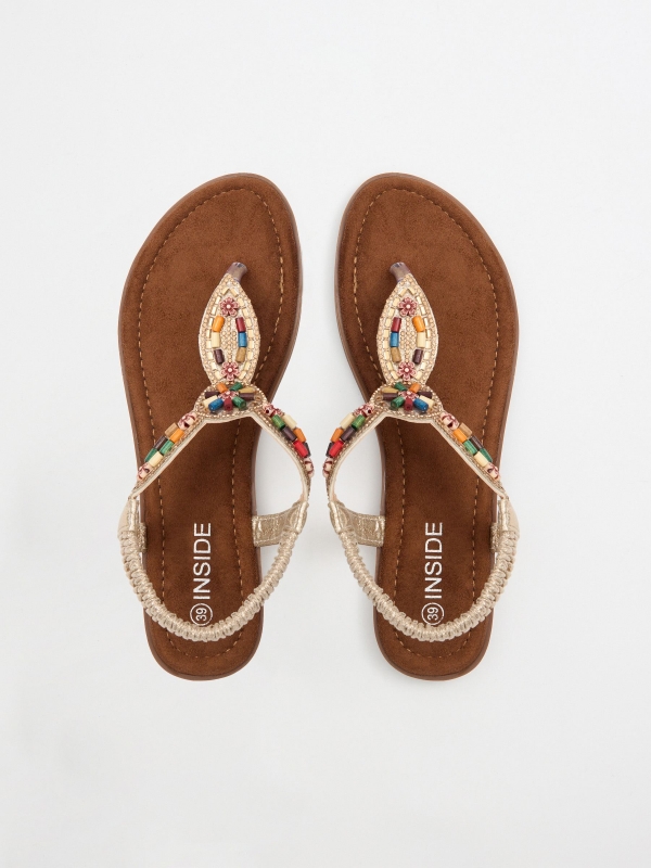 Multicolor glitter toe sandal sand 45º back view