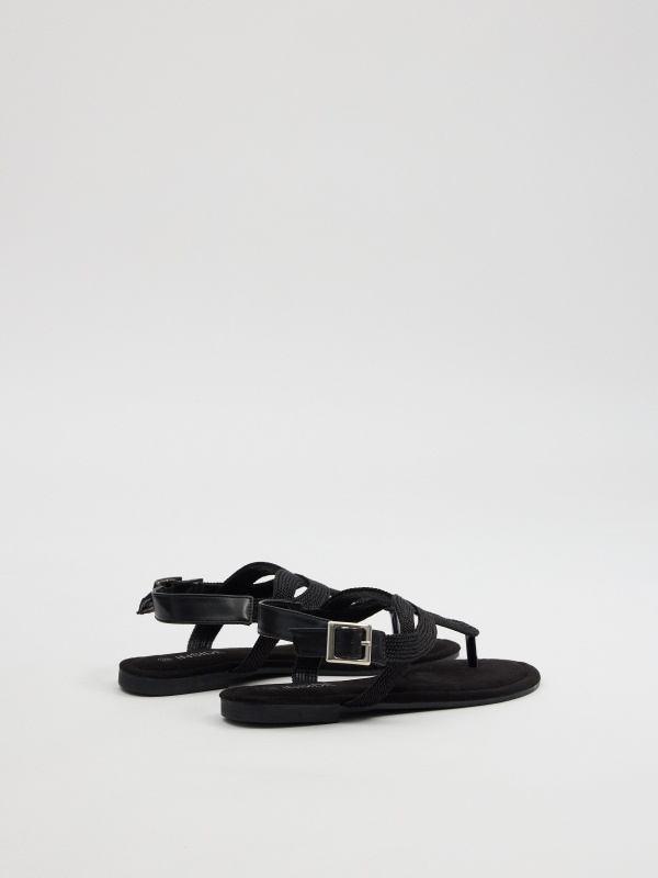 Sandalias dedo negro negro vista frontal 45º