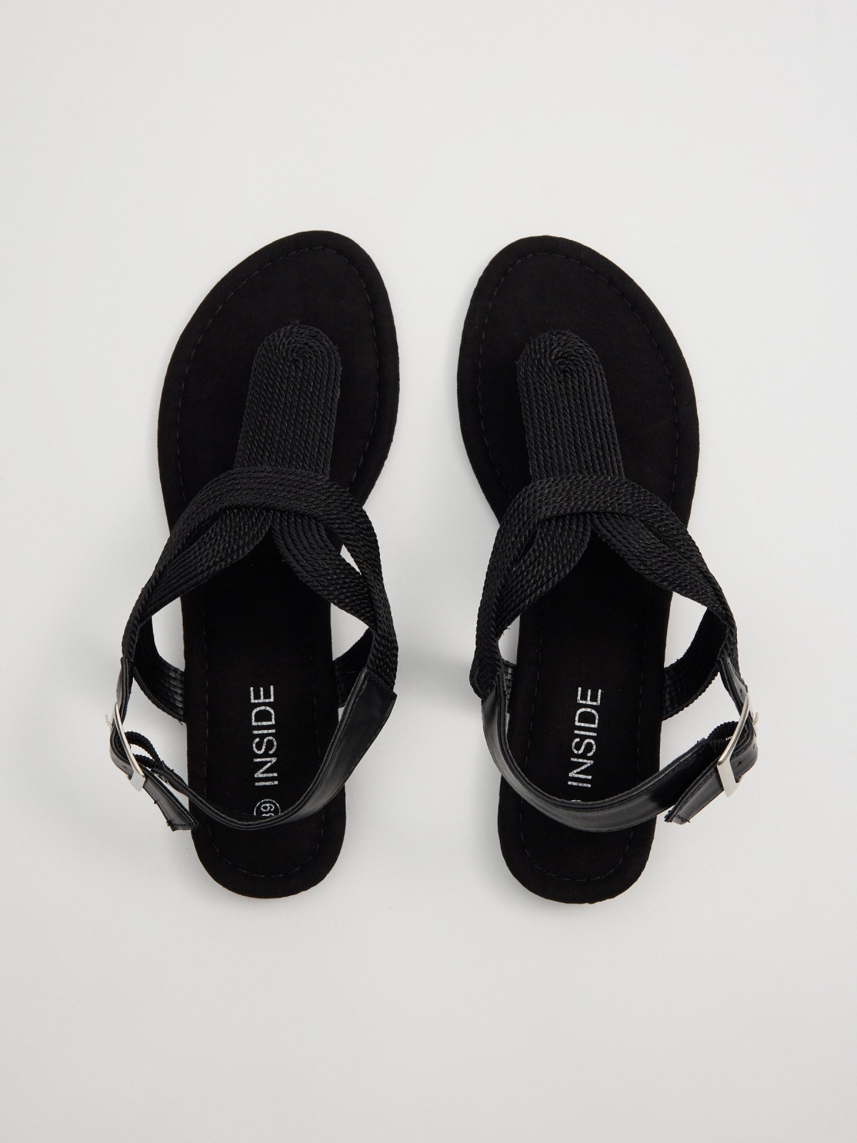 Black toe sandals black 45º back view
