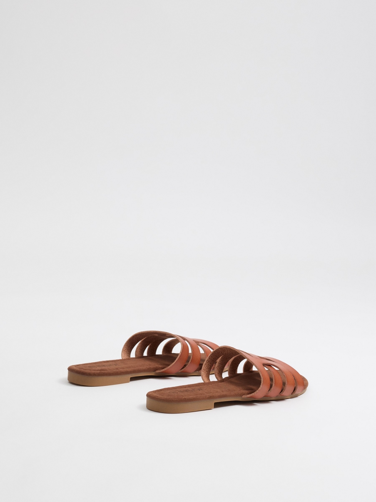 Brown interwoven slide sandal light brown 45º back view