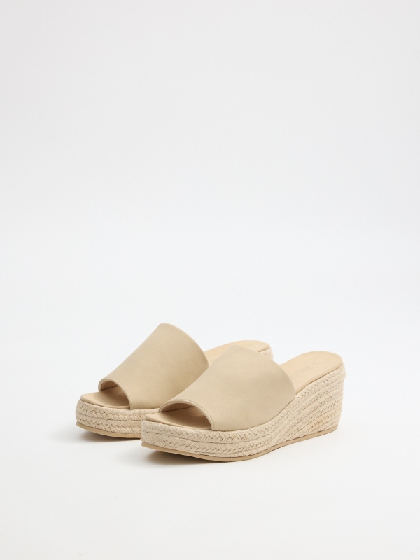 Wedge platform jute raw 45º back view