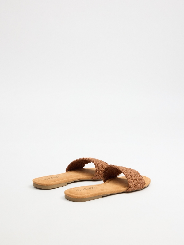 Brown braided sandal light brown 45º back view