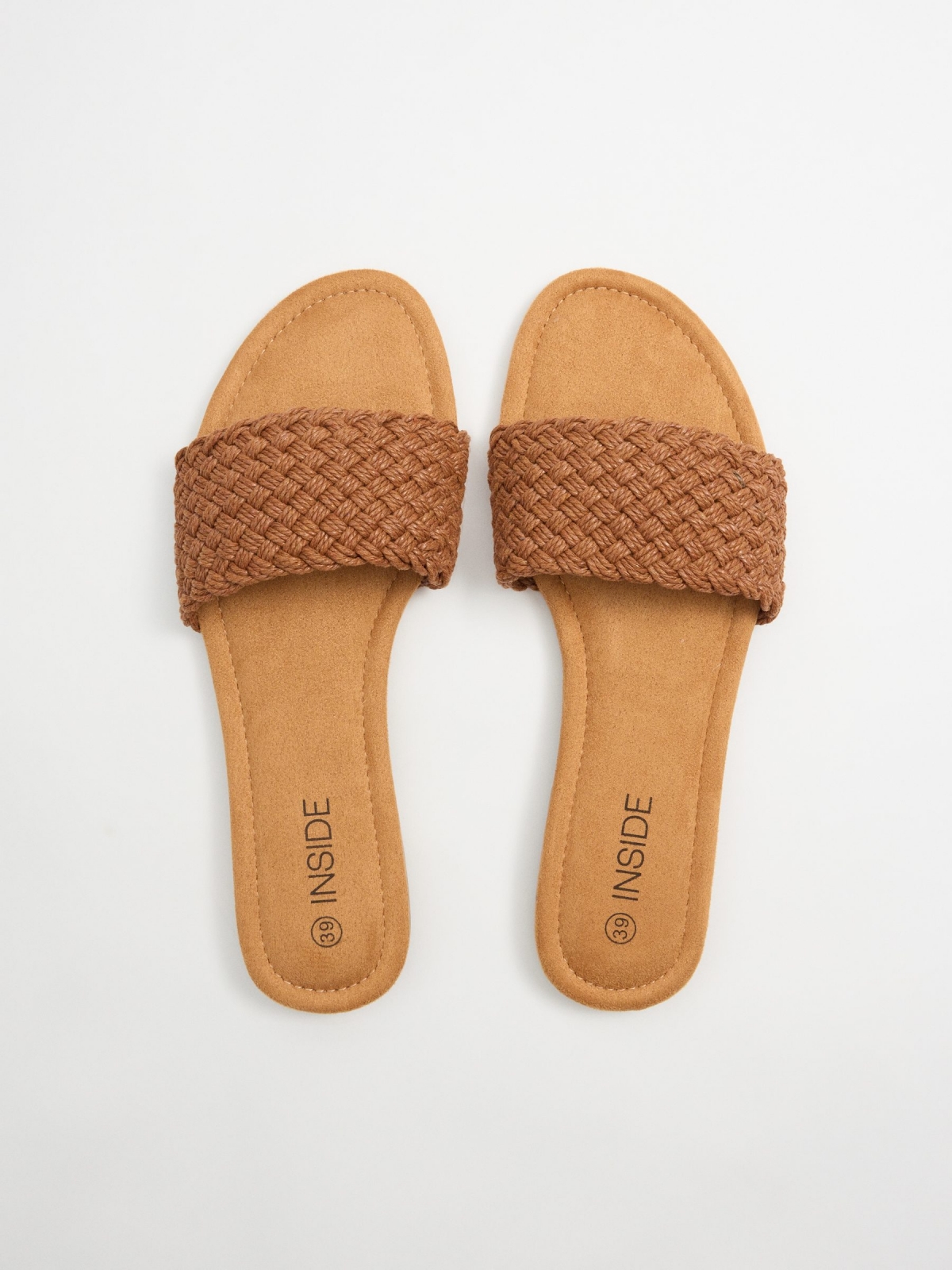 Brown braided sandal light brown zenithal view