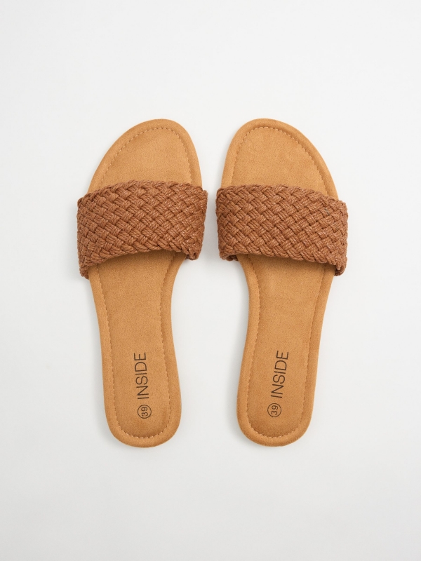 Brown braided sandal light brown zenithal view