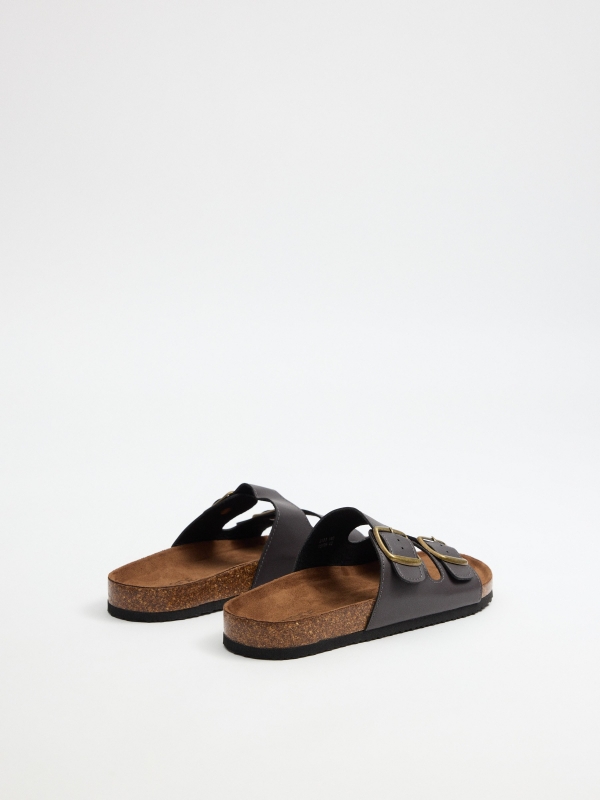 Open sandal buckles brown 45º back view
