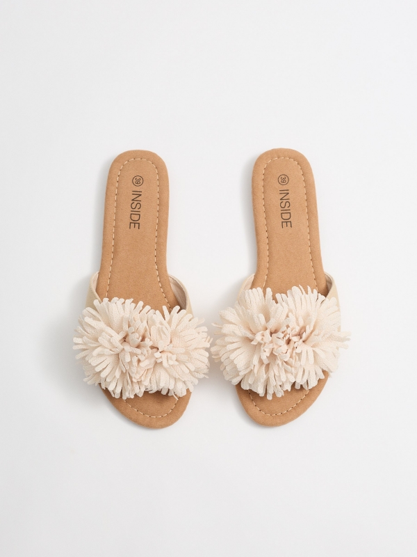 Pom-pom slide sandal off white zenithal view
