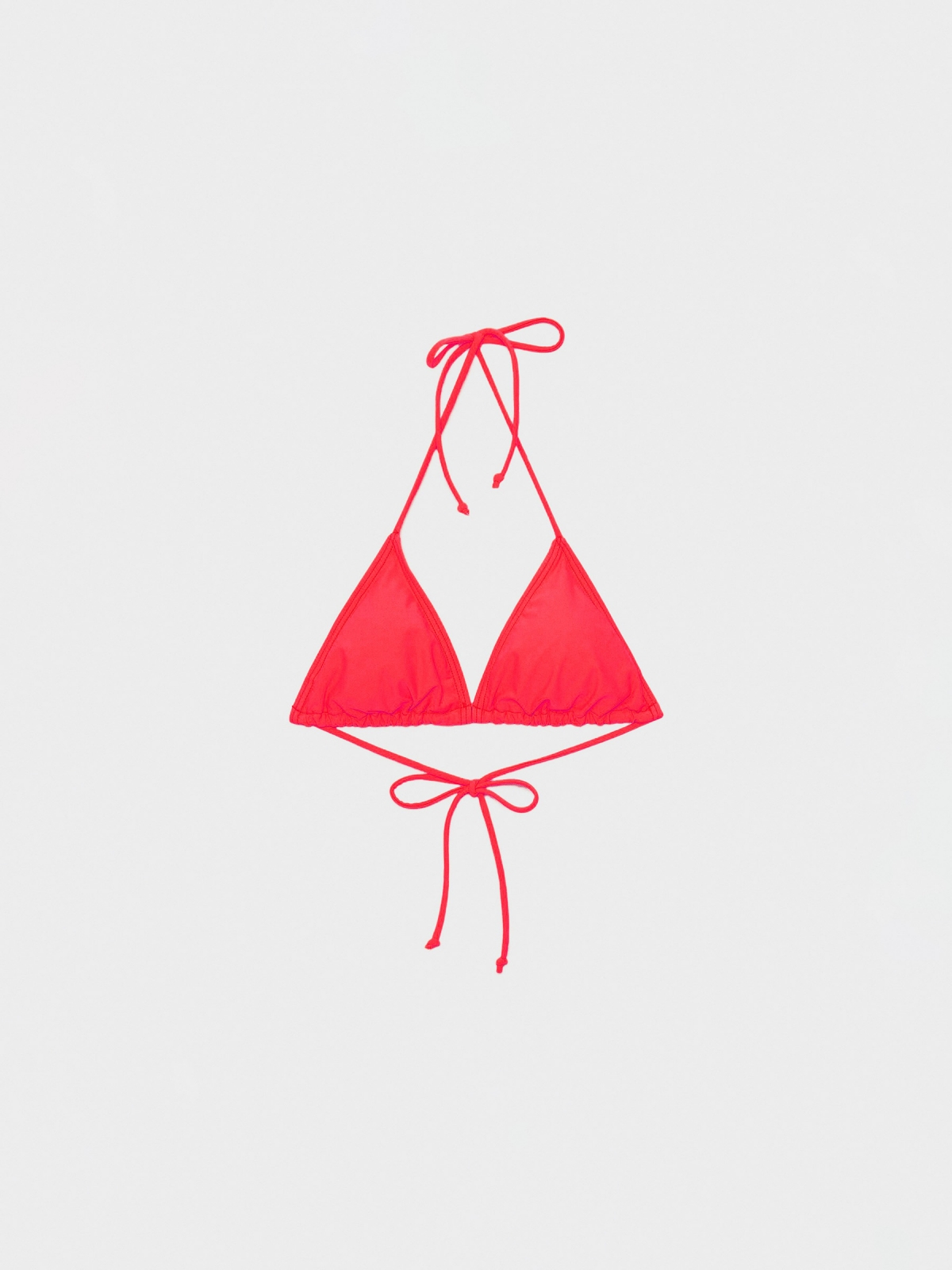 %Pto% Triangle bikini top coral front view