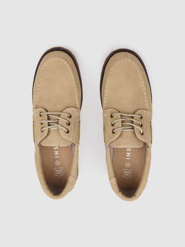 Nautical faux leather rubber sole beige zenithal view