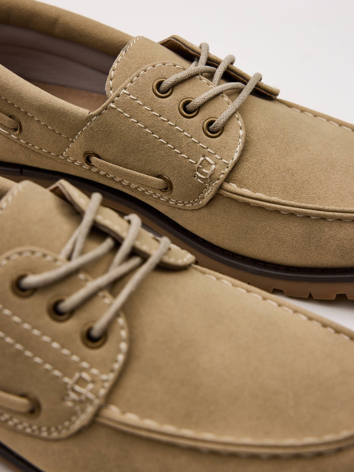 Nautical faux leather rubber sole beige detail view