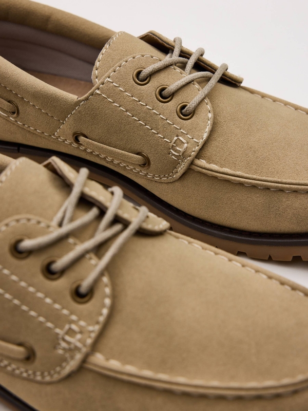 Nautical faux leather rubber sole beige detail view