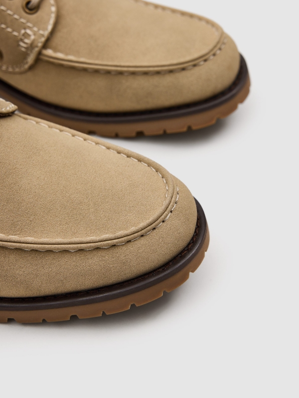 Nautical faux leather rubber sole beige detail view