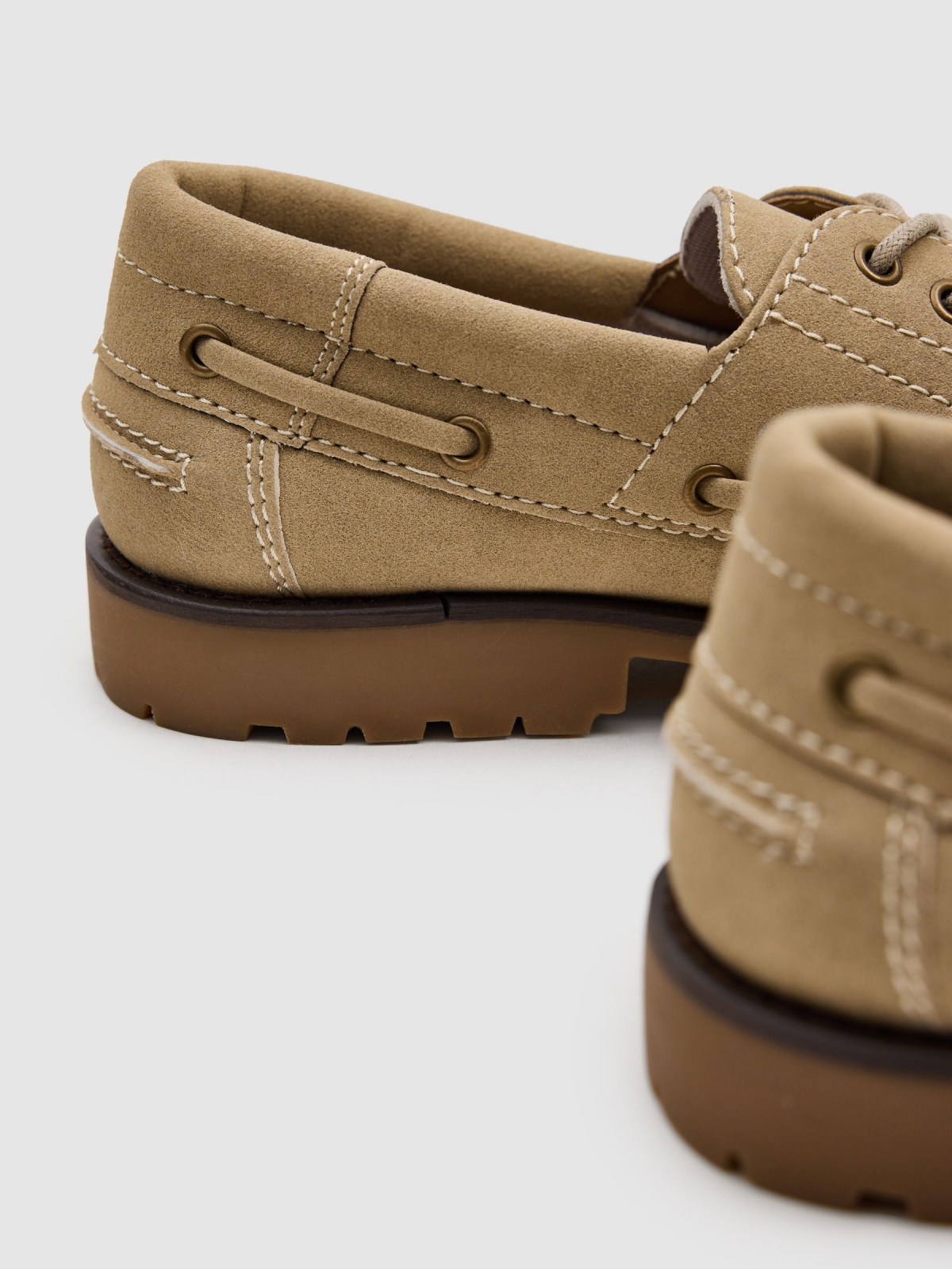 Nautical faux leather rubber sole beige detail view