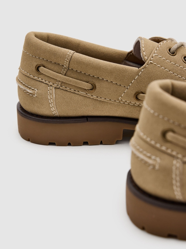 Nautical faux leather rubber sole beige detail view