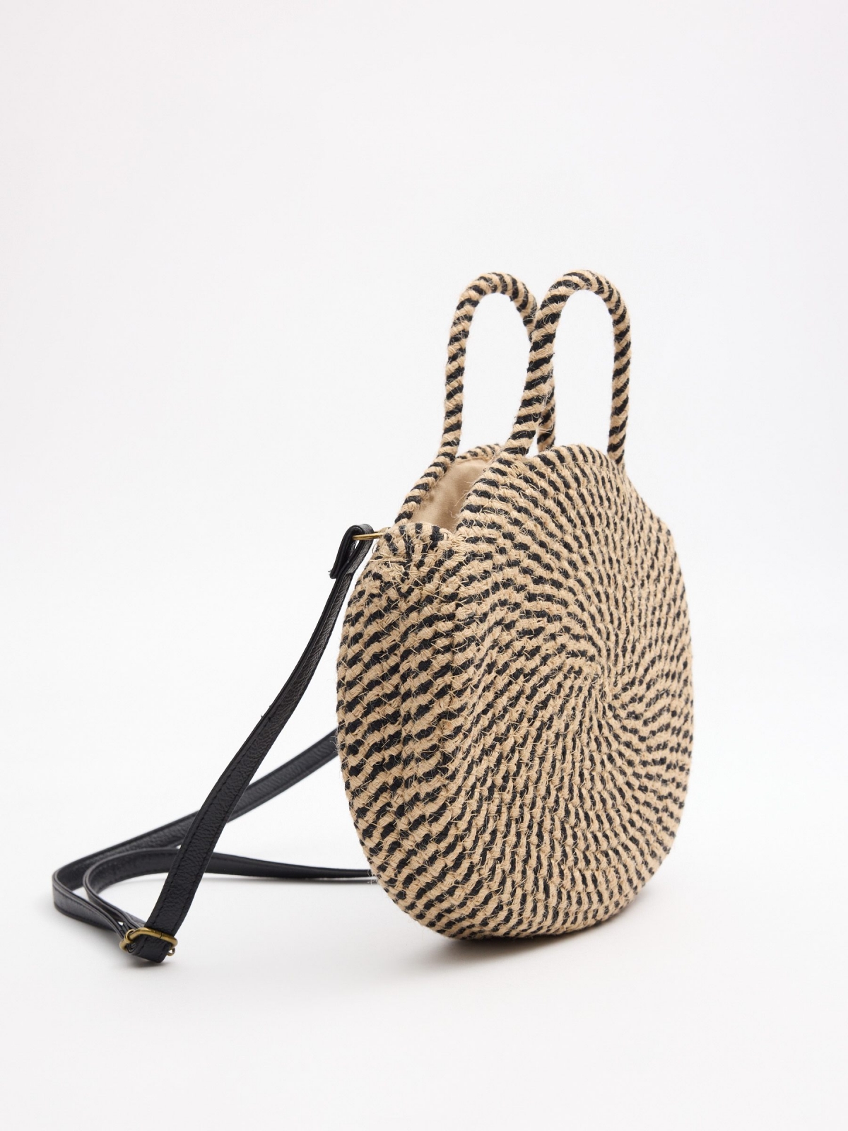 Bolso redondo bicolor negro vista interior
