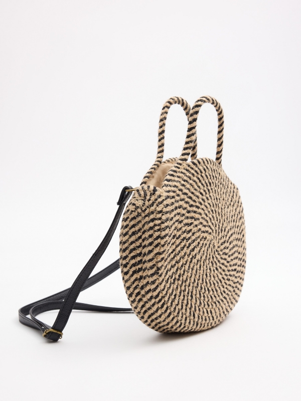 Bolsa redonda bicolor preto vista interior