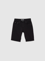%Pto% White slim fit denim bermuda black front view