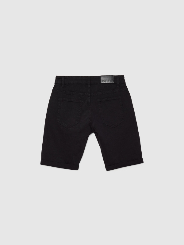 Bermuda denim slim fit negro vista trasera