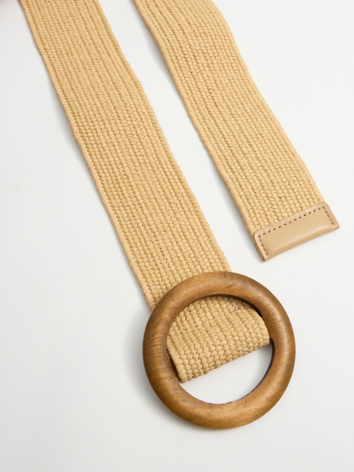 Raffia belt beige buckle