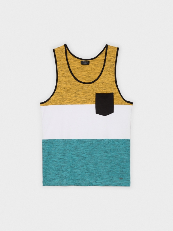  T-shirt do tanque color block ocre