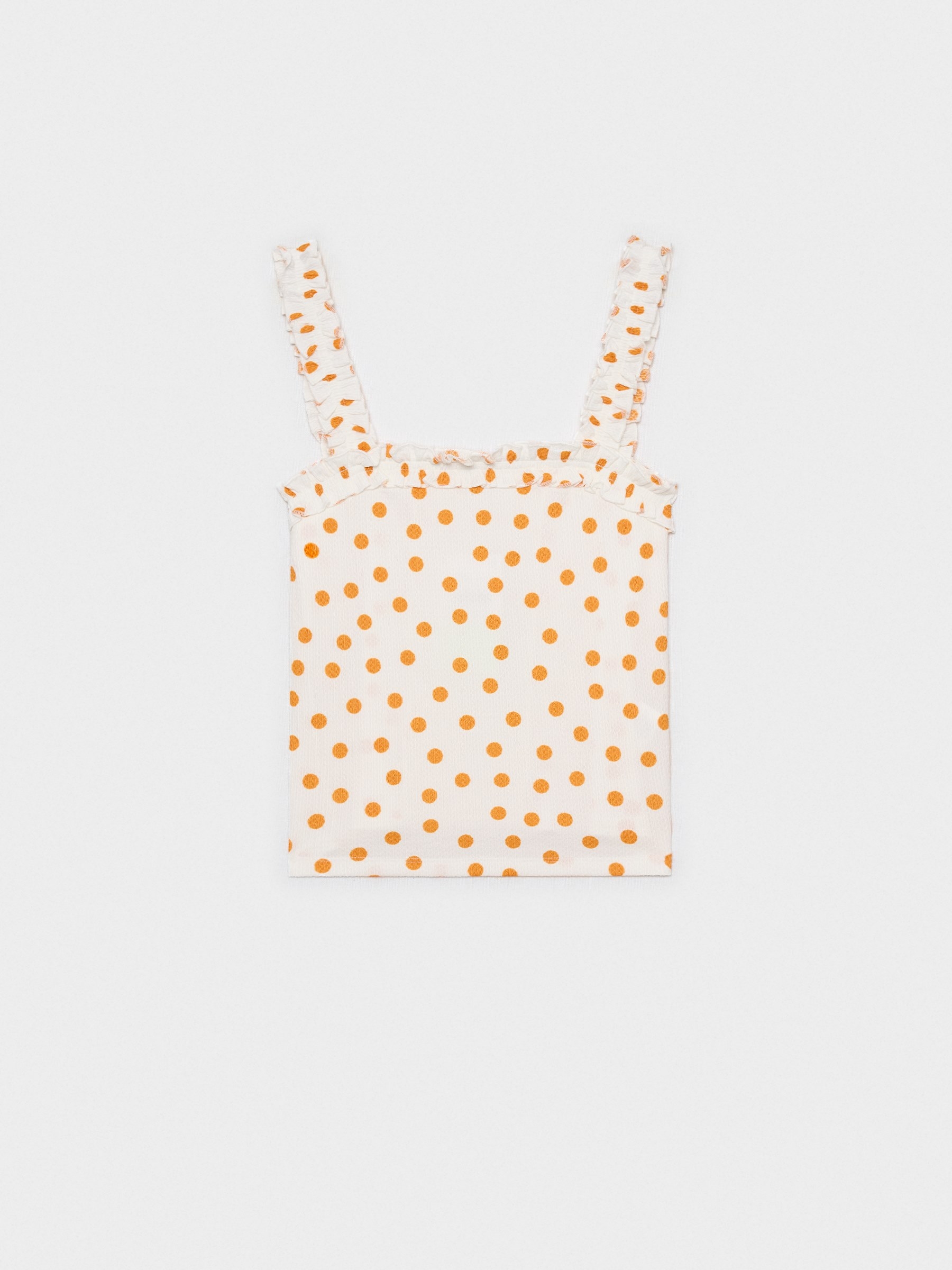 Top lunares curly amarillo huevo vista media frontal