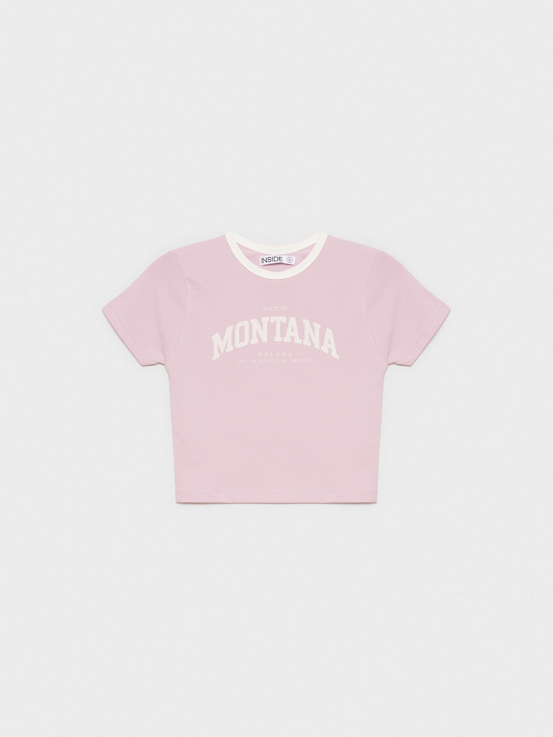 T-shirt da cultura Montana malva vista meia frontal