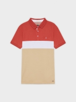%Pto% Woven striped polo shirt brick red