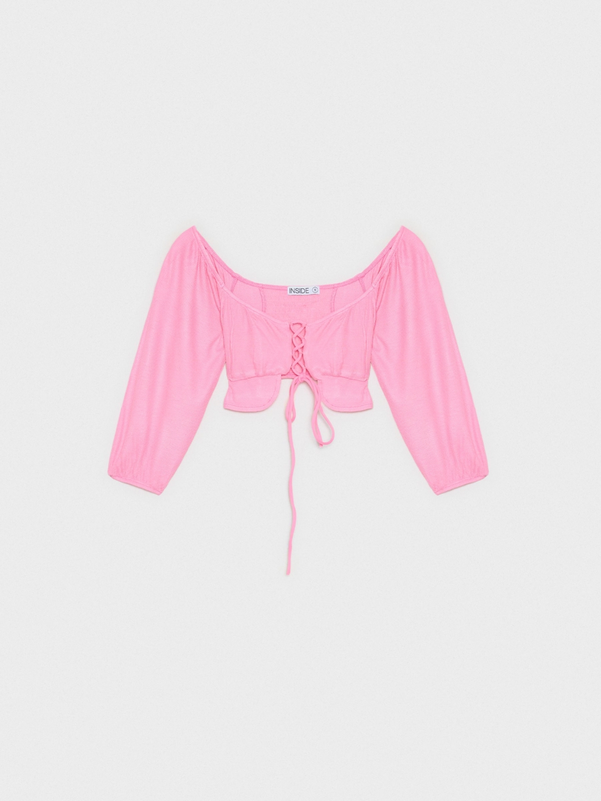 %Pto% Crop top com lace up magenta