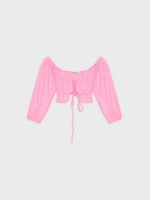 %Pto% Camiseta crop con lace up magenta