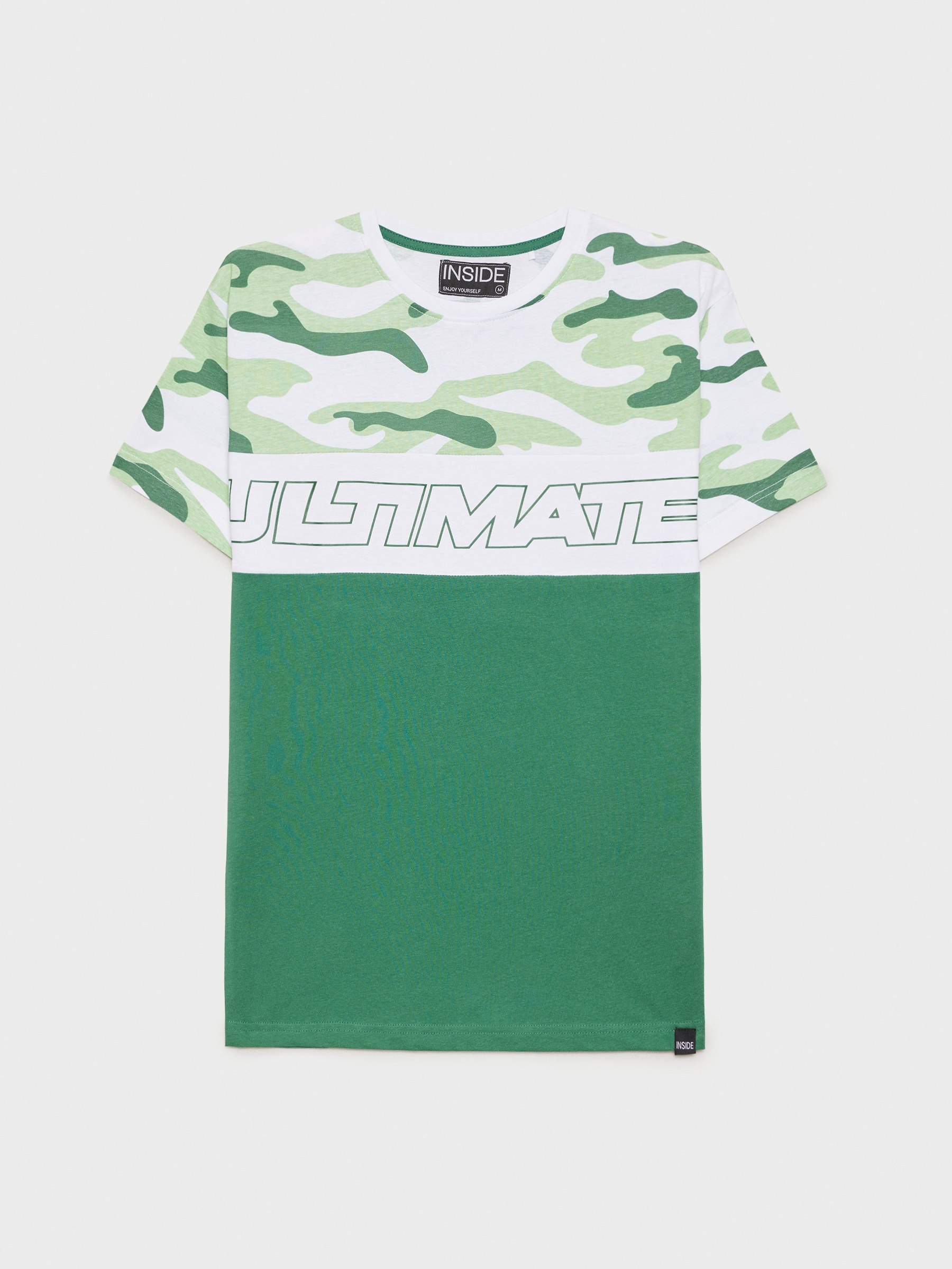 T-shirt Multi-impressão verde vista meia frontal