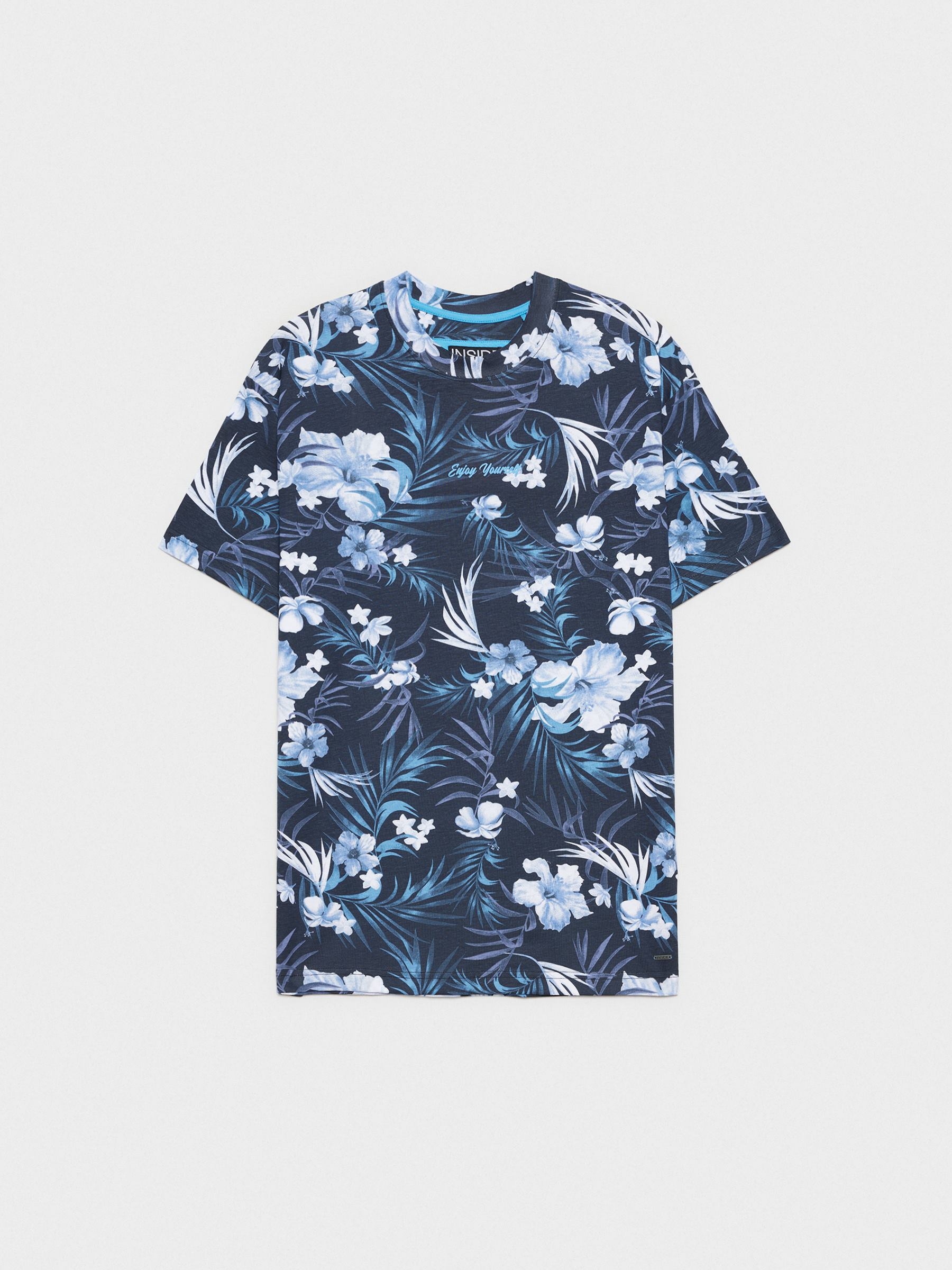 Camiseta oversized tropical negro vista media frontal