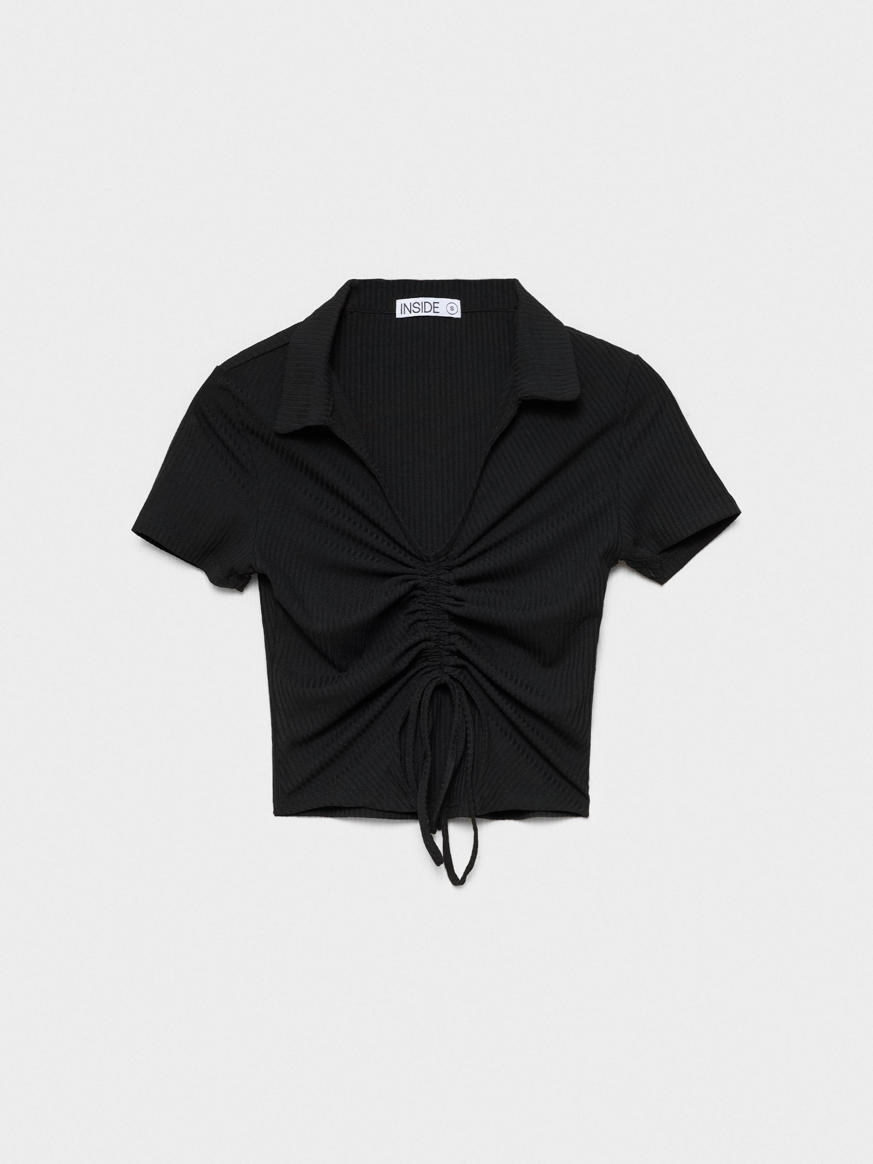Polo neck t-shirt black middle front view