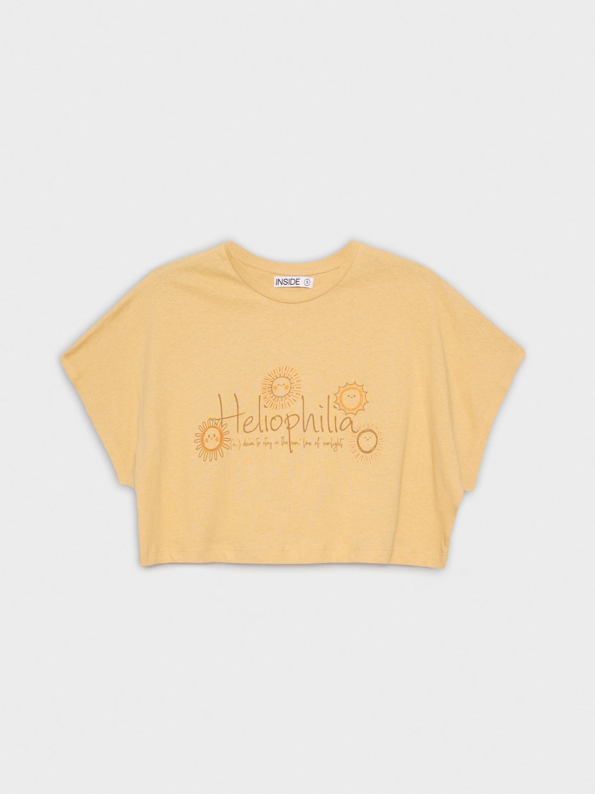 %Pto% T-shirt crop Heliophilia marrom terra