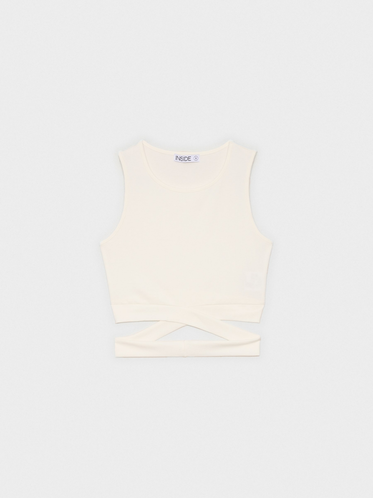 %Pto% T-Shirt de corte de costela branco