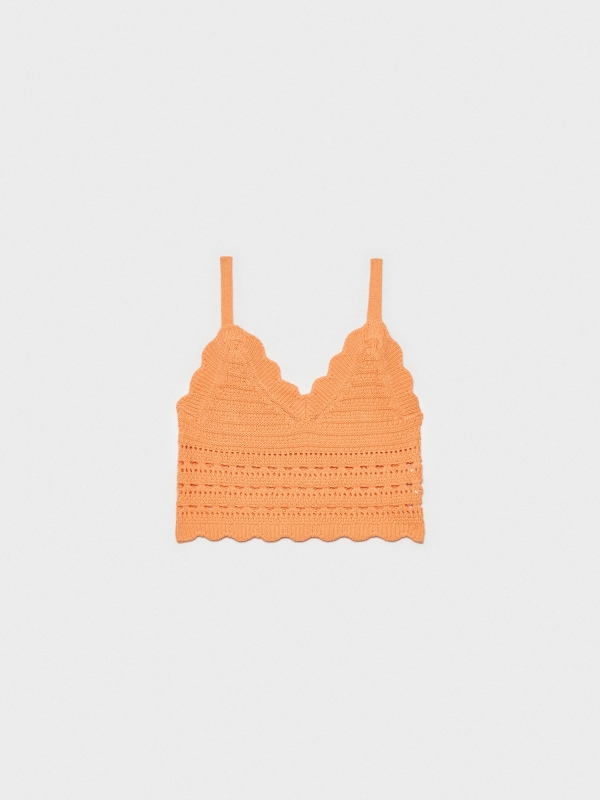  Crop top crochet straps salmon