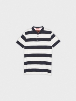 %Pto% Mao woven striped polo shirt navy