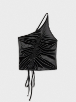 %Pto% Asymmetrical ruffled top black