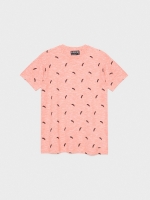 %Pto% T-shirt com estampa de penas laranja