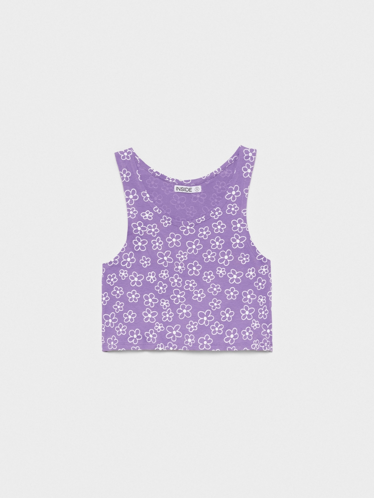 %Pto% Camiseta tirantes morada flores lila
