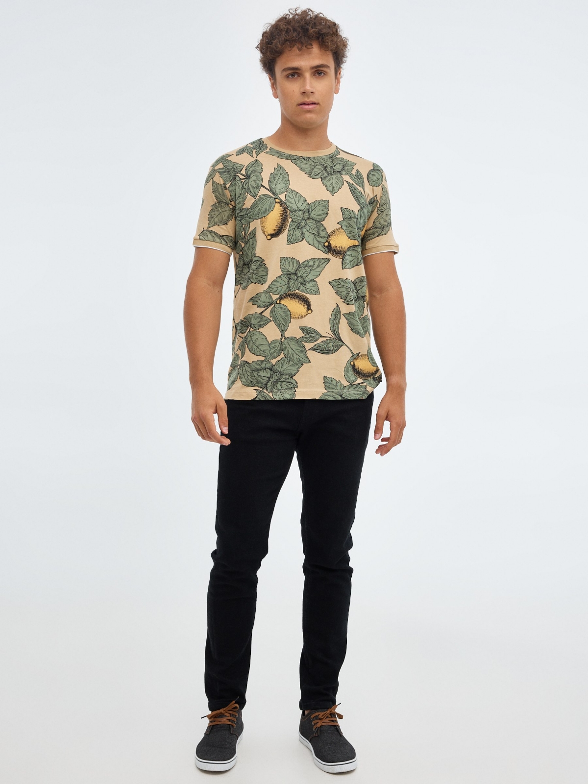 T-shirt estampada de fruta areia vista geral frontal