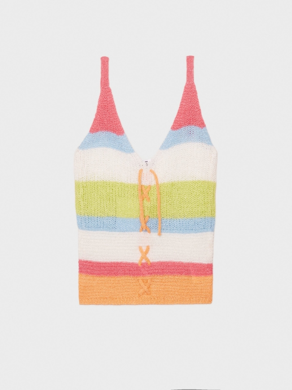  Top de malha com atacadores multicolorido