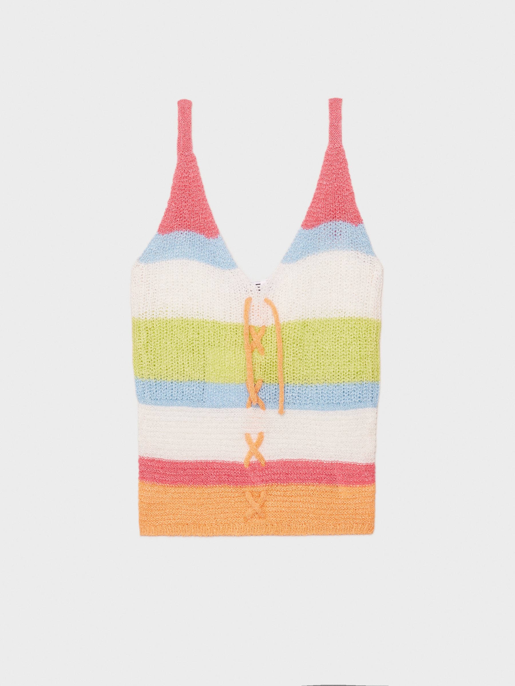 Top de punto con cordones multicolor vista media frontal