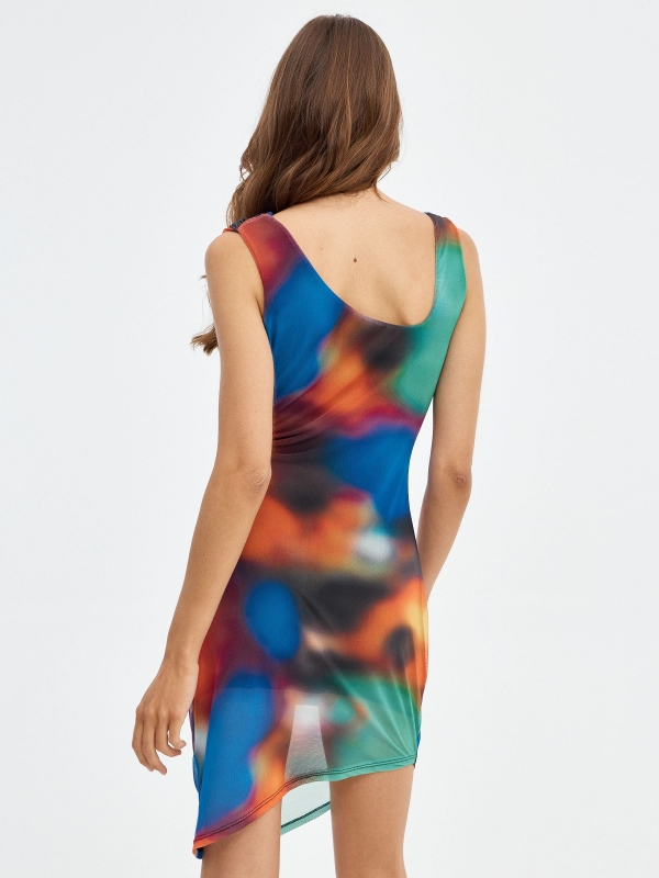 Mini vestido multicolorido cut out multicolorido vista meia traseira