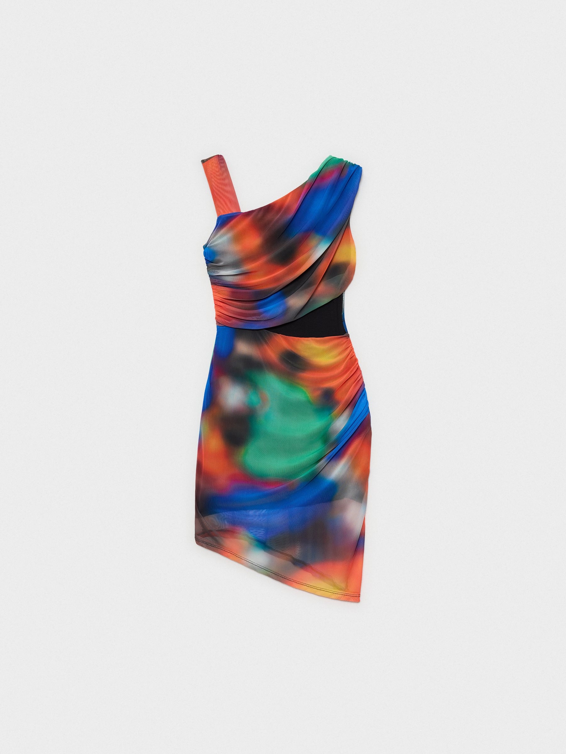 Multicoloured cut out mini dress multicolor middle front view