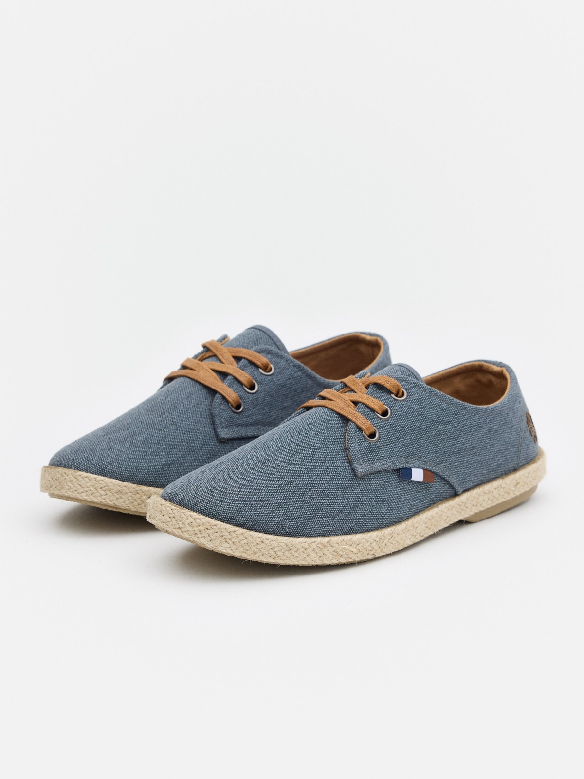Washed canvas jute espadrilles indigo blue