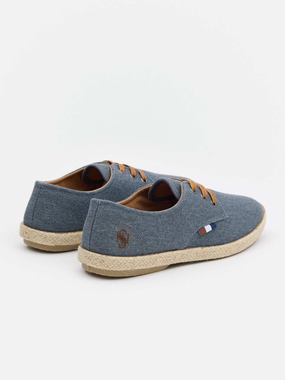 Washed canvas jute espadrilles indigo blue