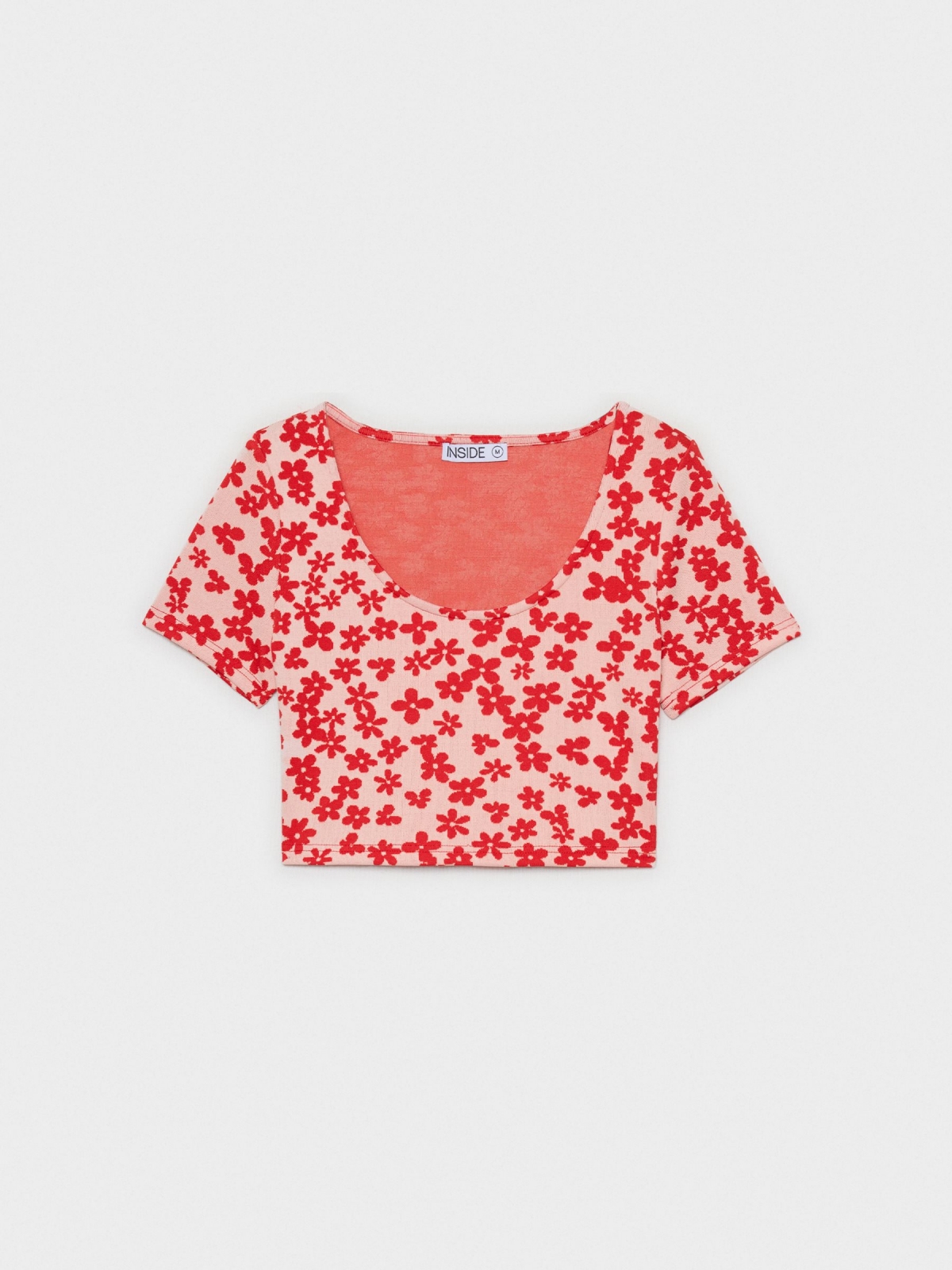 %Pto% T-shirt Flower Crop Print multicolorido