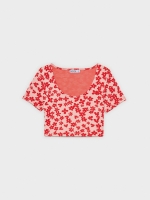 %Pto% Flower Crop Print T-shirt multicolor