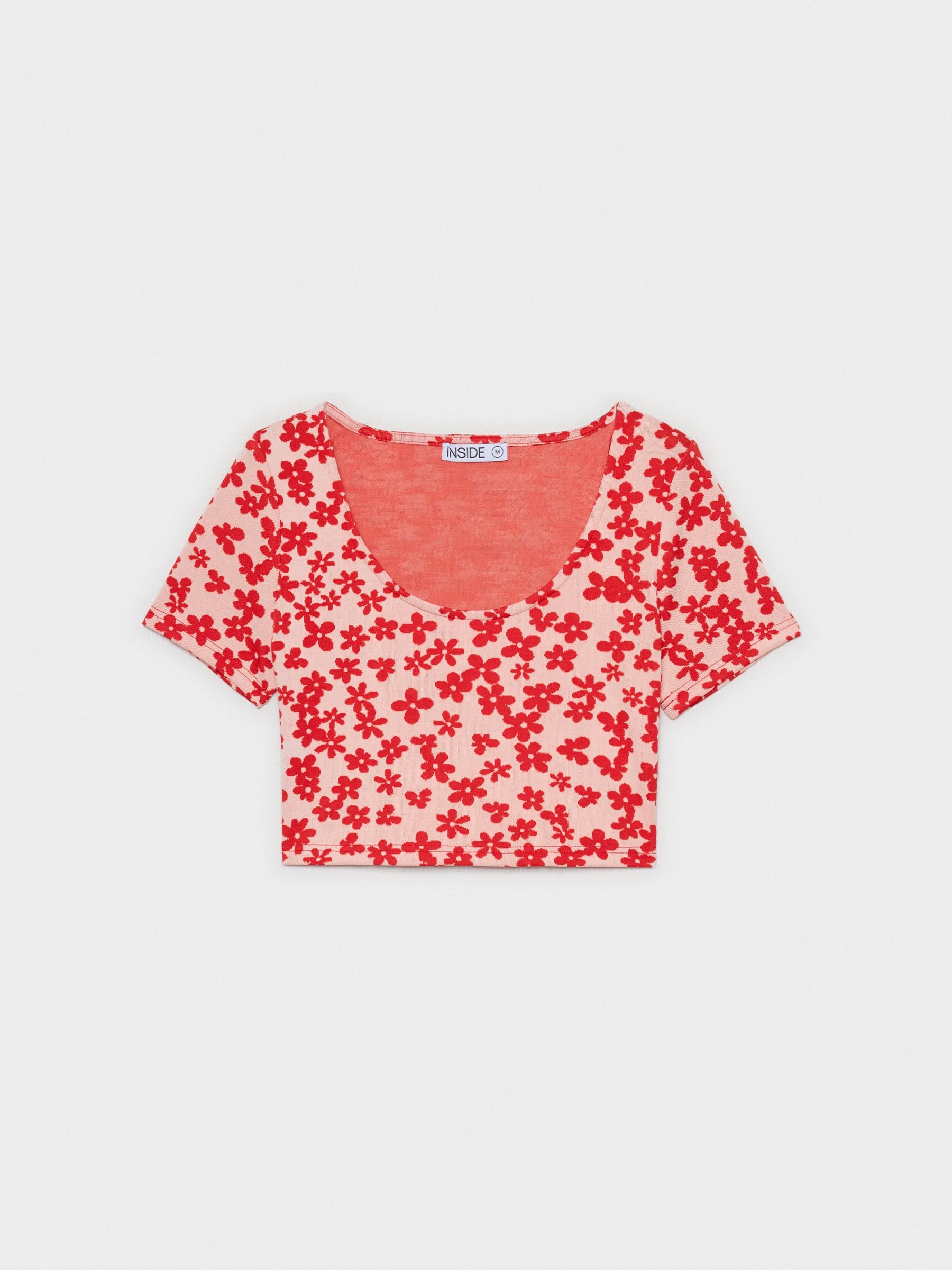 Camiseta Crop Print flores multicolor vista media frontal