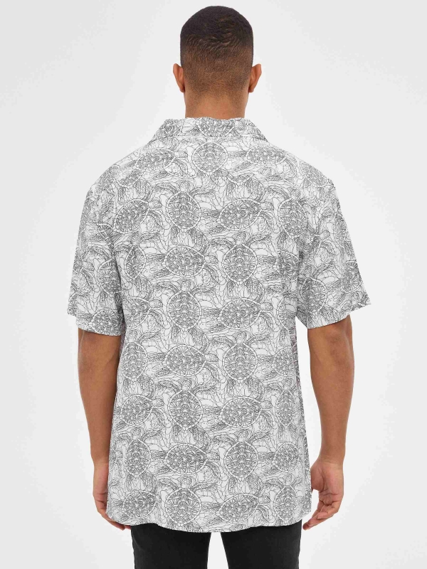 Turtle print shirt black middle back view