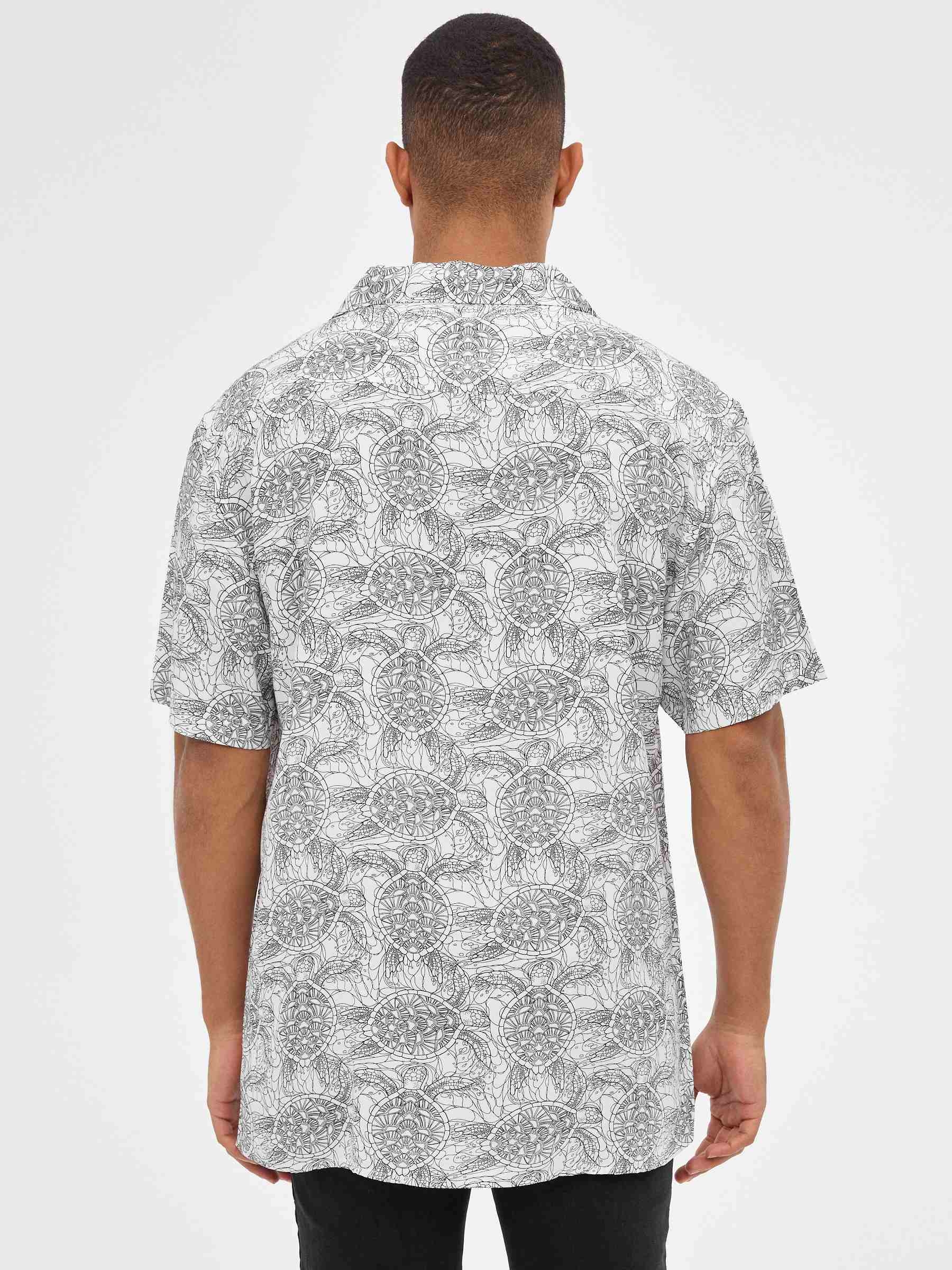 Turtle print shirt black middle front view